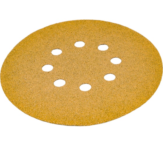 Изображение товара Диск абразивный с липучкой Sandpaper (yellow) 150 мм, 8 отверстий, P60, 5 шт BRUSHTEX 150Y8-60