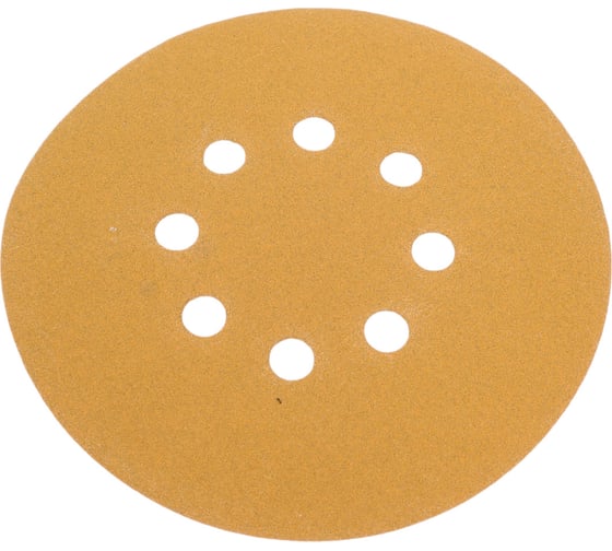 Изображение товара Диск абразивный с липучкой Sandpaper (yellow) 150 мм, 8 отверстий, P120, 5 шт BRUSHTEX 150Y8-120