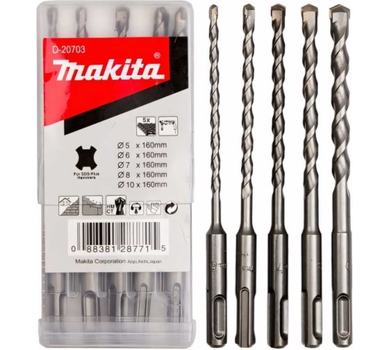 Изображение товара Набор буров SDS-PLUS 5/6/7/8/10x160 мм 5 шт. Makita D-20703