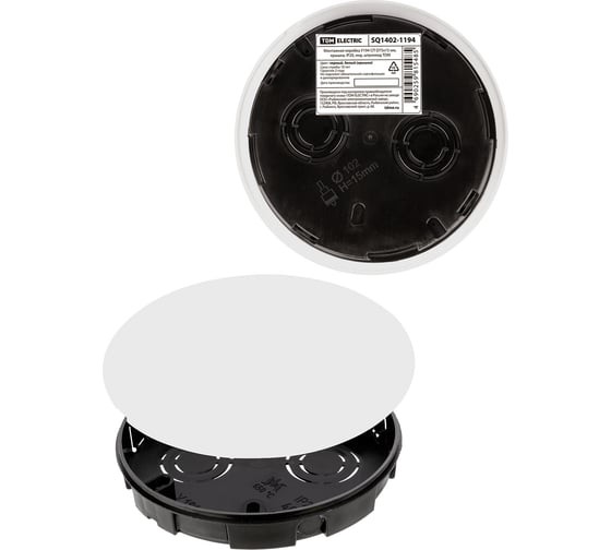 Изображение товара Монтажная коробка TDM У194 СП D75x15 мм, крышка, IP20, инд. штрихкод SQ1402-1194