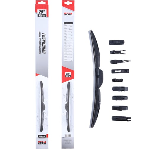 Изображение товара Щетка стеклоочистителя REDMARK 500 мм гибридная Hybrid Line 12 адаптеров RM92020