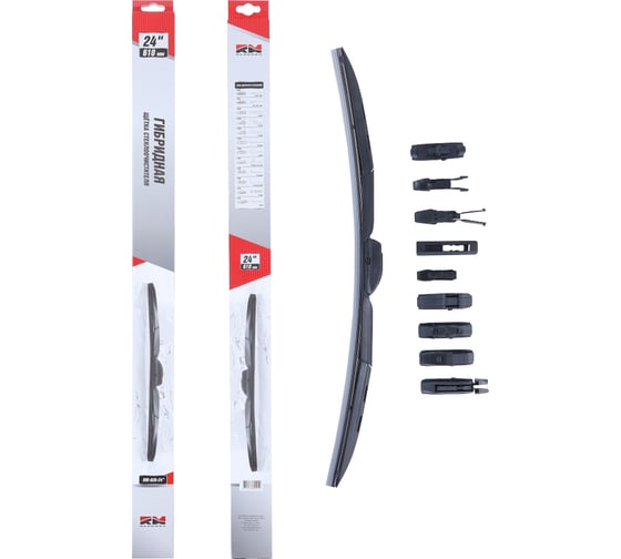 Изображение товара Щетка стеклоочистителя REDMARK 610 мм гибридная Hybrid Line 12 адаптеров RM92024