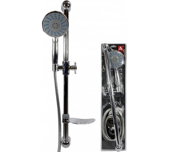Изображение товара Душевой набор: лейка, шланг, стойка, мыльница, ARGOTECH DISC 36414