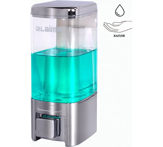 Изображение товара Диспенсер для жидкого мыла ЛАЙМА наливной, 0,48 л, ABS пластик, хром, 605053