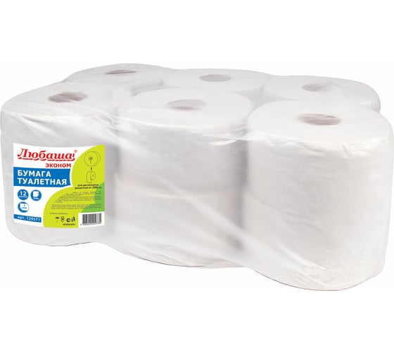 Изображение товара Туалетная бумага ЛЮБАША 200 м, цвет натуральный, комплект 12 шт., универсал, 129571