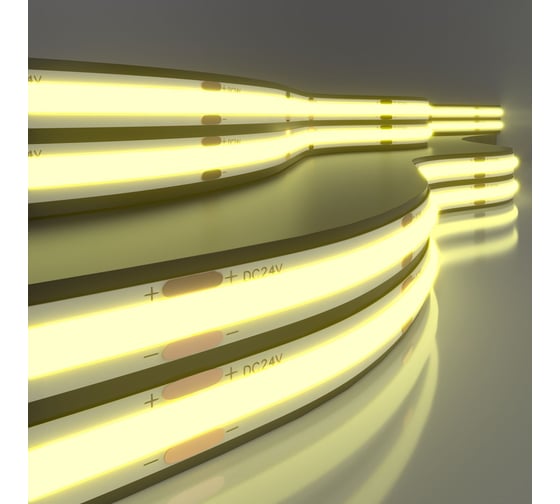 Изображение товара Светодиодная лента Elektrostandard 480led 14w ip20 3300k теплый белый, 5м cob 24v 480led 14w ip20 a065580