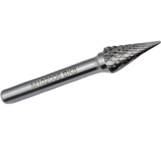 Изображение товара Бор-фреза твердосплавная тип M102006 (коническая с заостренным концом) 10.0 мм, хвостовик 6 мм, двойная насечка TORNERI Т018443