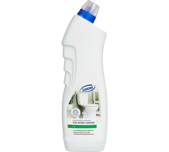 Изображение товара Средство для сантехники Luscan гель, актив с хлором, 1 л, морская свежесть 1851879