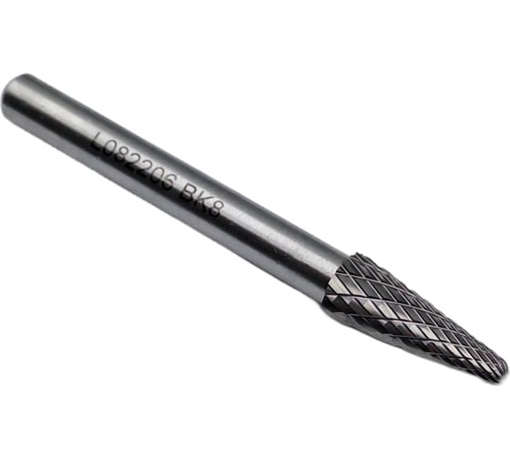 Изображение товара Бор-фреза твердосплавная тип L082206 (коническая с закругленным концом) 8.0 мм, хвостовик 6 мм, двойная насечка TORNERI Т018435