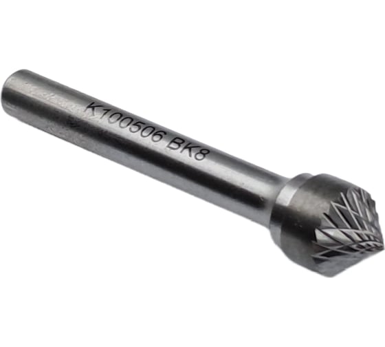 Изображение товара Бор-фреза твердосплавная тип K100506 (коническая) 10.0 мм, хвостовик 6 мм, двойная насечка TORNERI Т018430