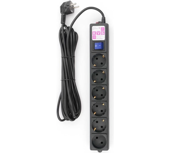 Изображение товара Фильтр-удлинитель Power Cube куб 5,0 м, 6 розеток, черный, 16а/3,5квт, SPG6-B5M