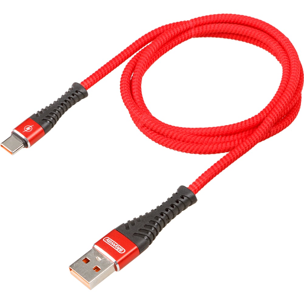 Изображение товара Кабель SKYWAY usb - type-c 15w 1м мягкая оплетка красный