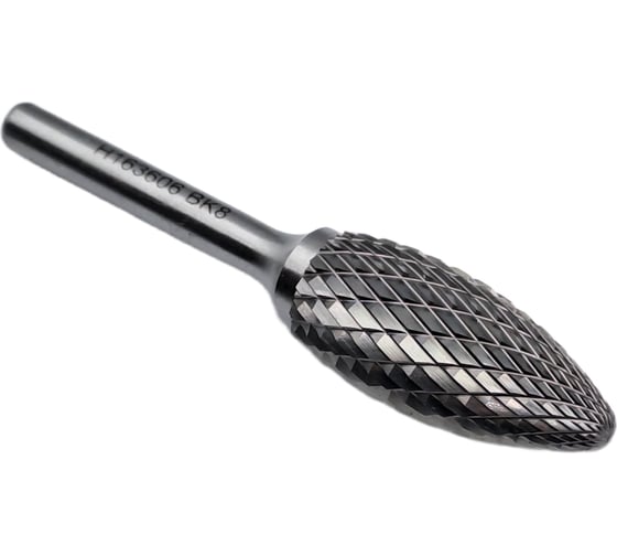 Изображение товара Бор-фреза твердосплавная тип Н163606 (пламевидная) 16.0 мм, хвостовик 6 мм, двойная насечка TORNERI Т018420