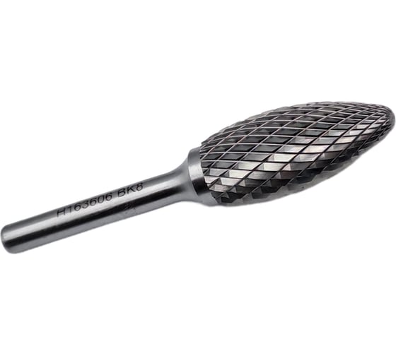 Изображение товара Бор-фреза твердосплавная тип Н163606 (пламевидная) 16.0 мм, хвостовик 6 мм, двойная насечка TORNERI Т018420