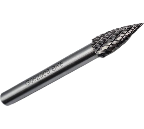 Изображение товара Бор-фреза твердосплавная тип G082006 (сфероконическая с заостренным концом) 8.0 мм, хвостовик 6 мм, двойная насечка TORNERI Т018411