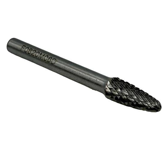 Изображение товара Бор-фреза твердосплавная тип F082006 (сфероконическая) 8.0 мм, хвостовик 6 мм, двойная насечка TORNERI Т018405