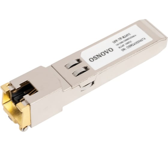 Изображение товара SFP модуль OSNOVO SFP-TP-RJ45/I промышленный, медный, Gigabit Ethernet с разъемом RJ45. sct0998