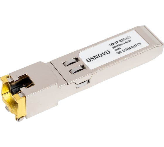 Изображение товара SFP модуль OSNOVO SFP-TP-RJ45(1G) медный, Gigabit Ethernet с разъемом RJ45. sct1400