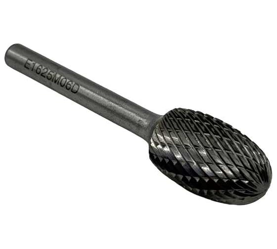 Изображение товара Бор-фреза твердосплавная тип E162506 (овальная) 16.0 мм, хвостовик 6 мм, двойная насечка TORNERI Т018402