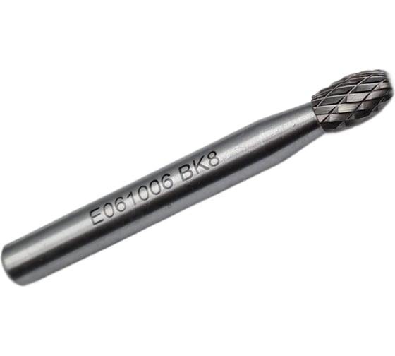 Изображение товара Бор-фреза твердосплавная тип E061006 (овальная) 6.0 мм, хвостовик 6 мм, двойная насечка TORNERI Т018398