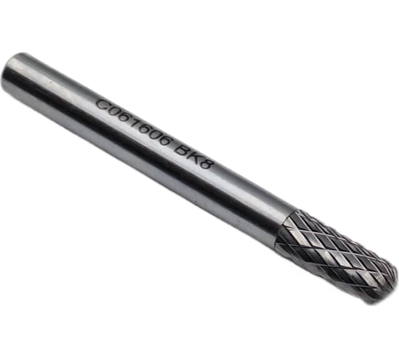 Изображение товара Бор-фреза твердосплавная тип C061606 (сфероцилиндрическая) 6.0 мм, хвостовик 6 мм, двойная насечка TORNERI Т018386