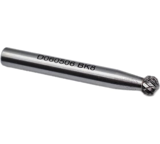 Изображение товара Бор-фреза твердосплавная тип D060506 (сферическая) 6.0 мм, хвостовик 6 мм, двойная насечка TORNERI Т018392