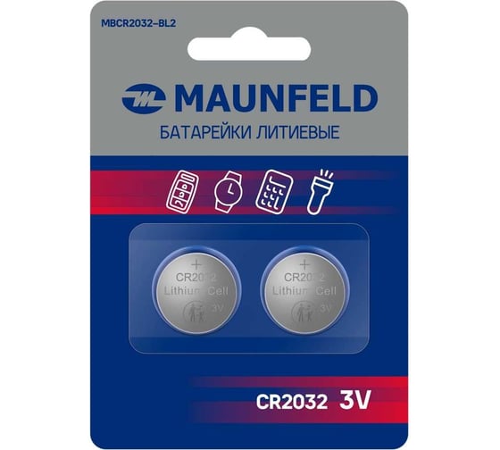 Изображение товара Батарейки MAUNFELD lithium cr2032, блистер 2 шт MBCR2032-BL2