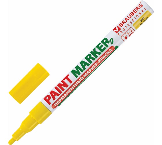 Изображение товара Лаковый маркер-краска 1-2 мм, желтый, нитро-основа, алюминиевый корпус BRAUBERG 150863