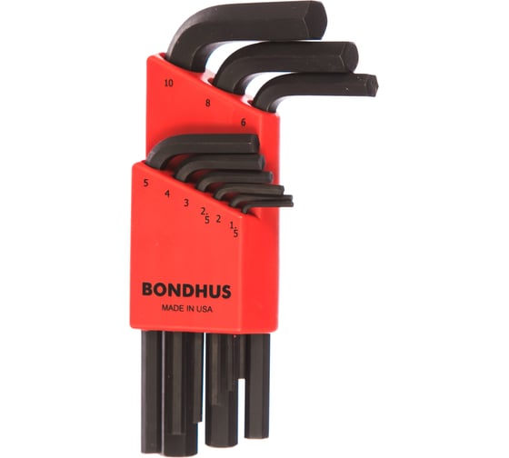 Изображение товара Набор из 9 черных ключей BONDHUS S 1.5-10mm 12299