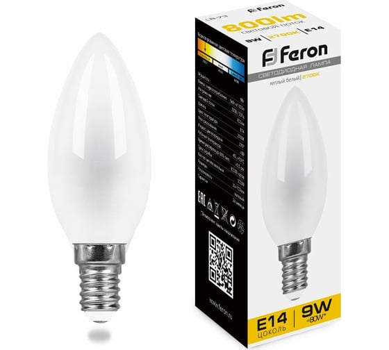 Изображение товара Светодиодная лампа FERON 9W 230V E14 2700K матовая LB-73 25955