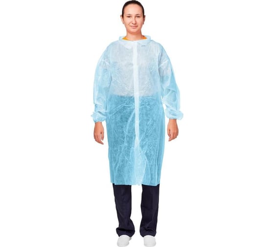 Изображение товара Халат на кнопках ООО Комус 30 гр, 4XL, голубой, 10 шт 1477240