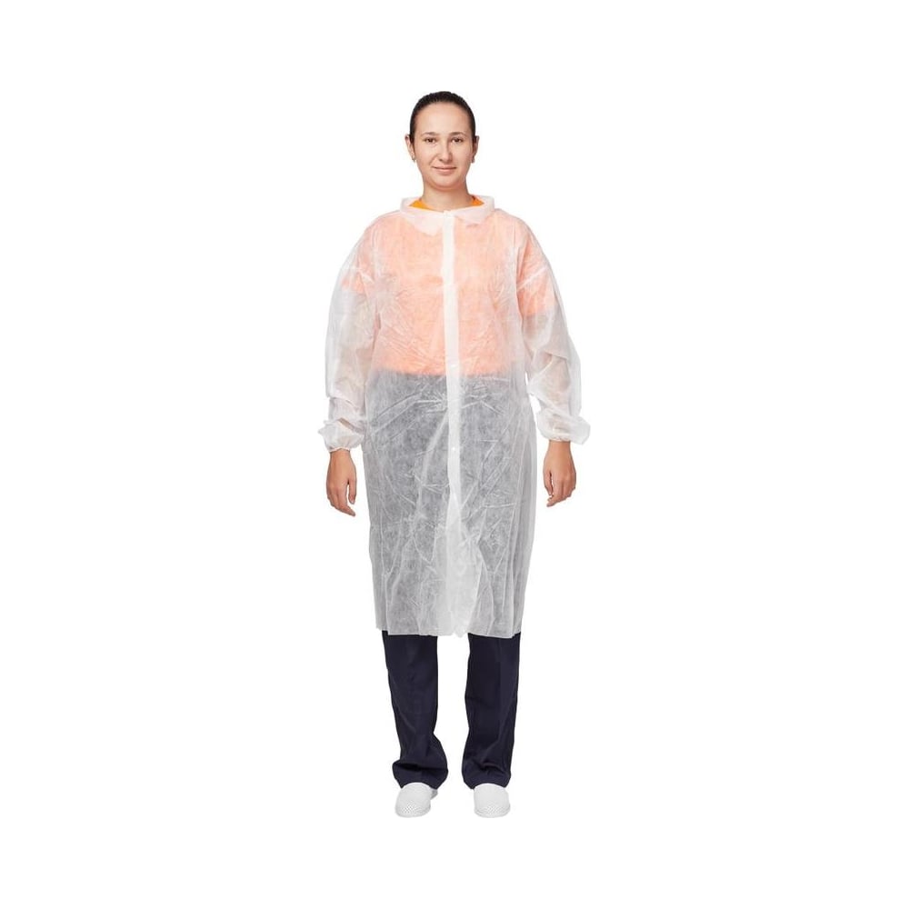 Изображение товара Халат на кнопках ООО Комус 3XL белый 30 г/м² синтетика для врачей и медперсонала