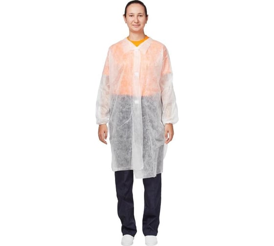 Изображение товара Халат на липучках ООО Комус 30 гр, 3XL, белый, 10 шт/упак 1477233