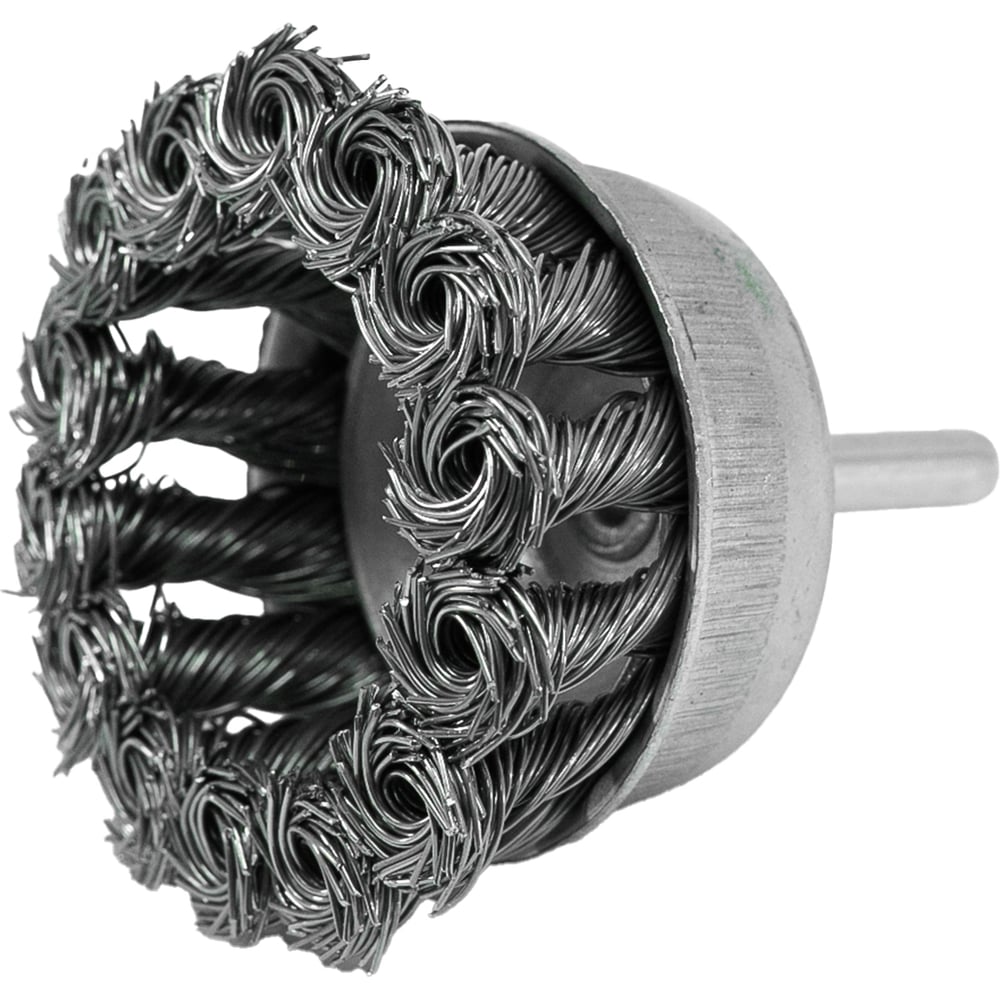 Изображение товара Щетка-крацовка чашка со шпилькой 65 мм Pobedit, стальная в витой форме