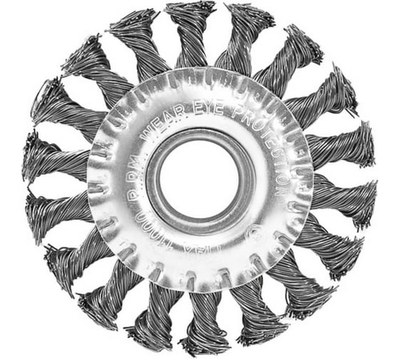 Изображение товара Щетка-крацовка плоская 100 мм, 22.2 мм, стальная витая проволока Pobedit 2126100