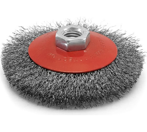 Изображение товара Щетка-крацовка коническая 100 мм, M14, стальная витая проволока Pobedit 2133010