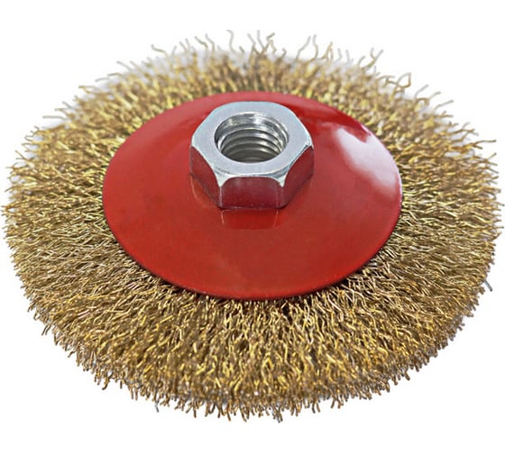 Изображение товара Щетка-крацовка коническая 115 мм, M14, латунированная витая проволока Pobedit 2133215