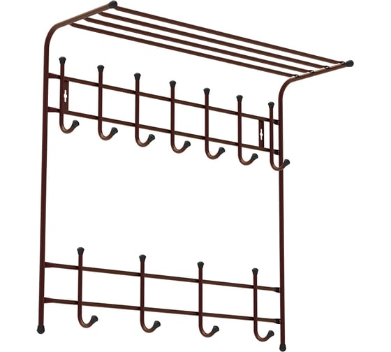 Изображение товара Настенная вешалка с полкой Nika 11 крючков, медный антик ВПТ11