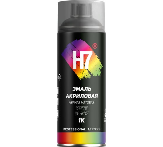 Изображение товара Акриловая эмаль H7 черная матовая, аэрозоль 520 мл 388699