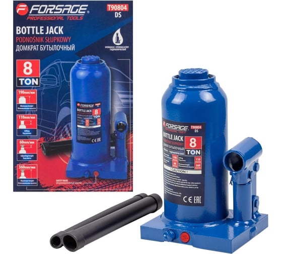 Изображение товара Бутылочный домкрат Forsage 8 т, с клапаном, h min 200 мм, h max 400 мм F-T90804 DS(51446)