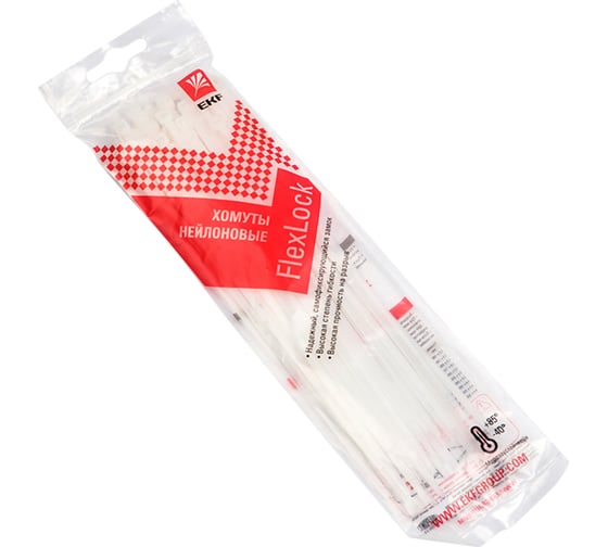 Изображение товара Стандартный хомут EKF P6.6 б, 3.6x200 50 шт. FlexLock PROxima plc-fl-ctsw-3.6x200-r