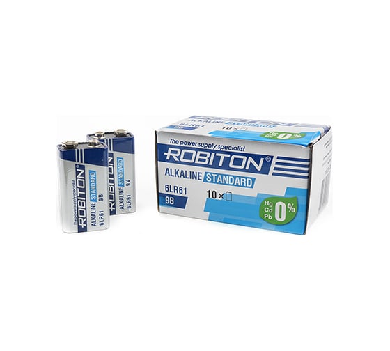 Изображение товара Элемент питания Robiton STANDARD 6LR61 9V BULK10, в упаковке 10 шт 13986