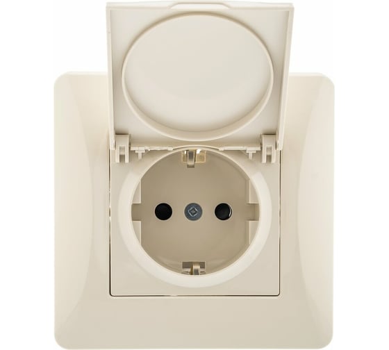 Изображение товара Розетка с крышкой GUSI ELECTRIC Ugra с БЗК, c ЗП, СУ, 16А, 250В, бежевый С11Р91-003-СБ