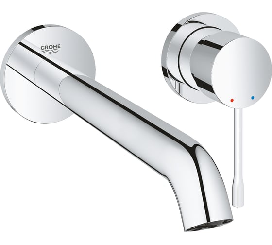 Изображение товара Смеситель для раковины GROHE Essence New на 2 отверстия, вынос 201 мм, настенный монтаж 19967001