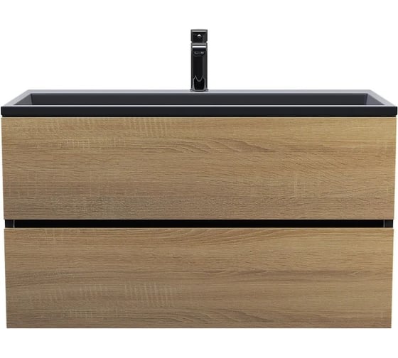 Изображение товара Тумба под раковину для ванной Uperwood Barsa_90 см, подвесная, черная/дуб сонома 2937205253