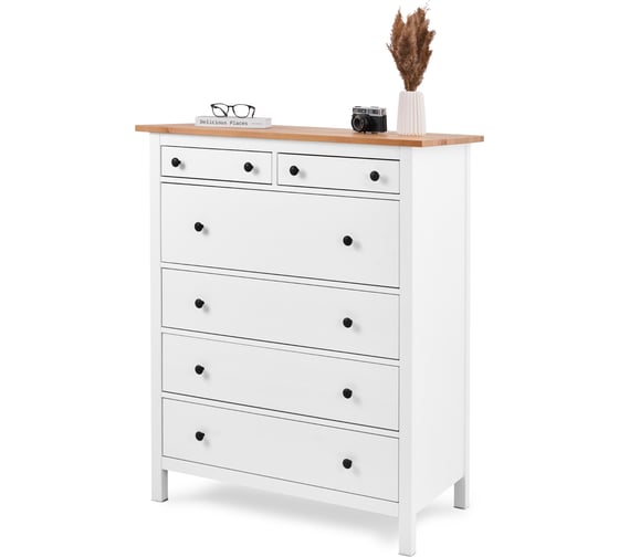 Изображение товара Комод КЫМÖР 6 ящиков 108*131*50 белый/светло-коричневый Лузалес 5031020411