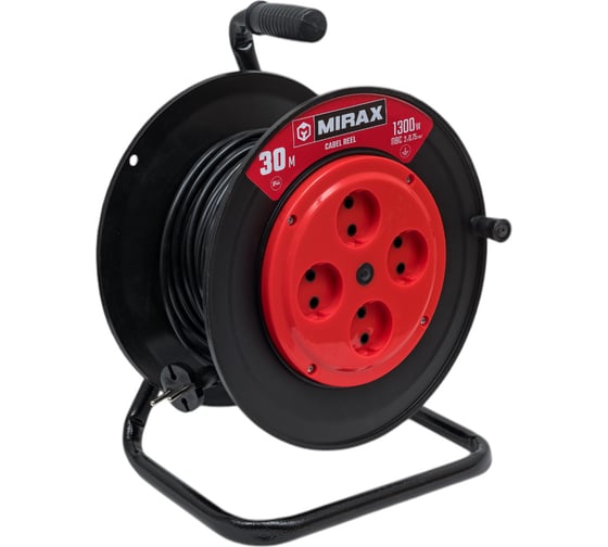 Изображение товара Удлинитель на катушке MIRAX пвс 2x0.75 30м 1300вт 55052-30