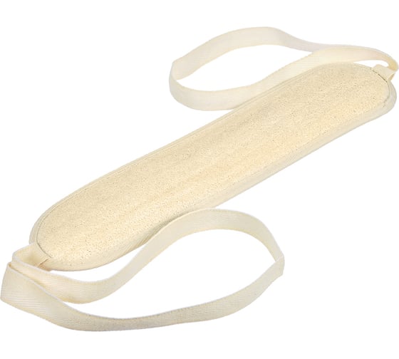 Изображение товара Овальная мочалка из люфы Банные Штучки лента с х/б ручками, 38х9 см, 96х9 см с ручками 40056