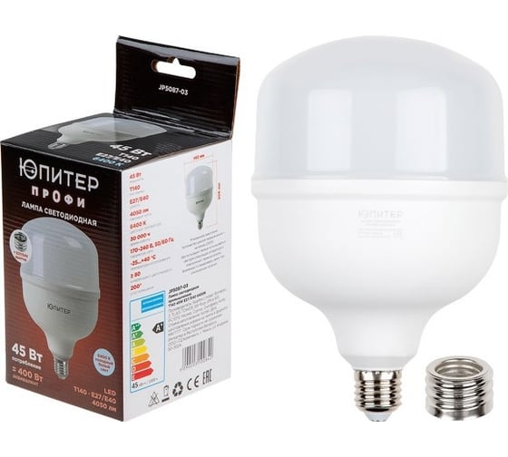Изображение товара Светодиодная лампа ЮПИТЕР промышл. T140 45 Вт 170-240В E27/E40 6400К JP5087-03