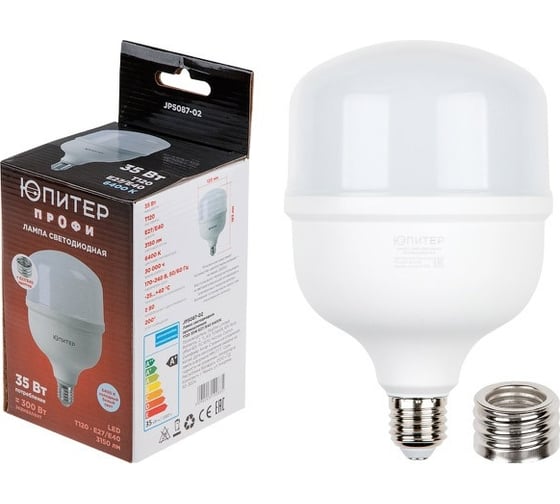 Изображение товара Светодиодная лампа ЮПИТЕР промышл. T120 35 Вт 170-240В E27/E40 6400К JP5087-02